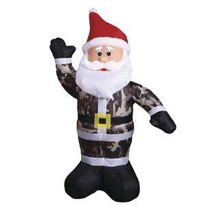 4ft Santa Claus in Camouflage Inflatable LED Light Outdoor Lawn Christmas Decor